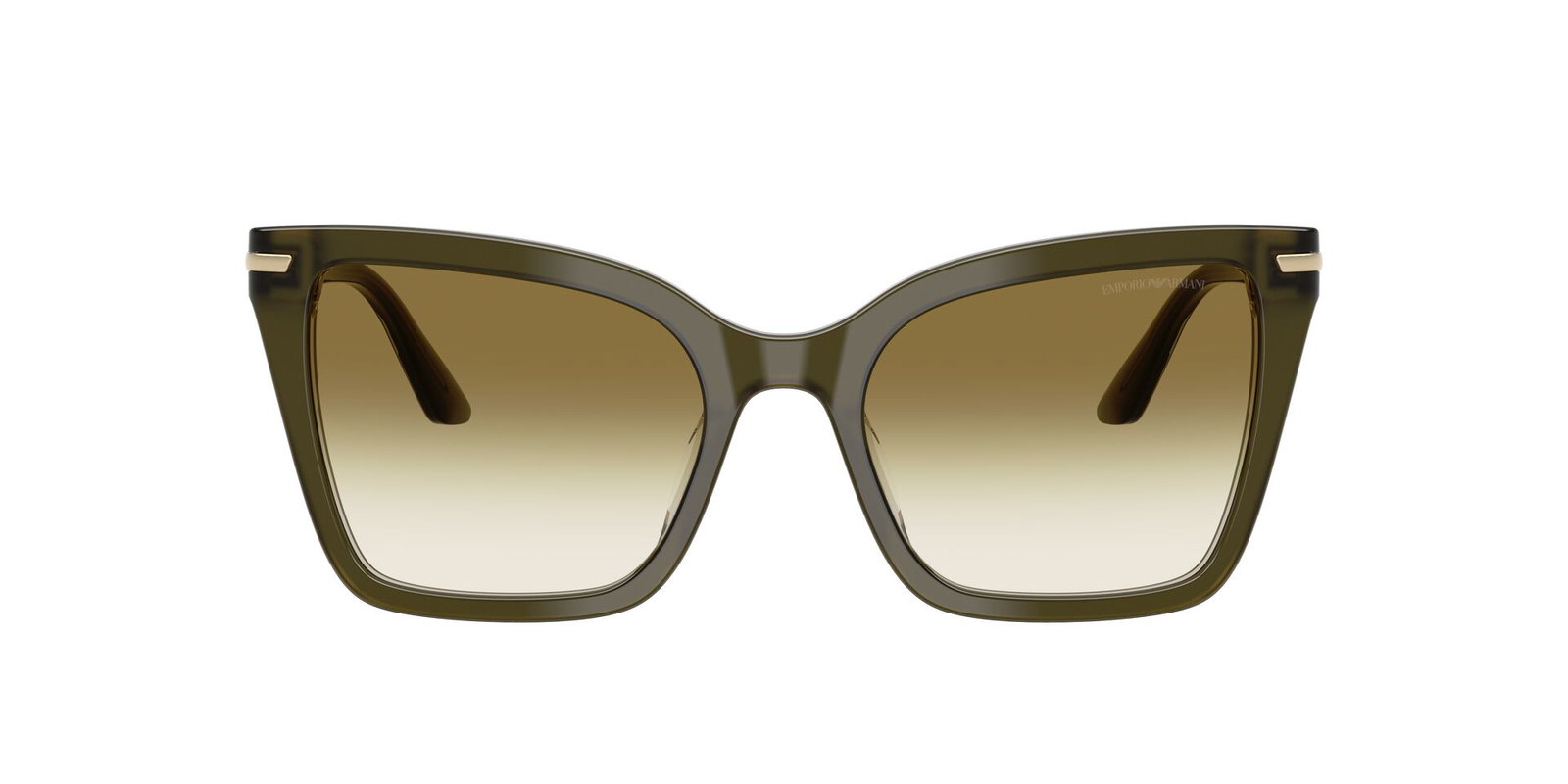 Das Bild zeigt die Emporio Armani Sonnenbrille EA4273BU in dunkelgrün glänzend von vorne.